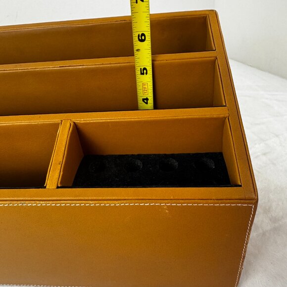 Levenger Morgan Full Grain Tan Smooth Leather Desk Top Organizer Caddy Office - Picture 12 of 15